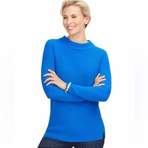Talbots Sabrina Sweater Pullover Blue Ribbed Knit Pima Cotton 2X petite